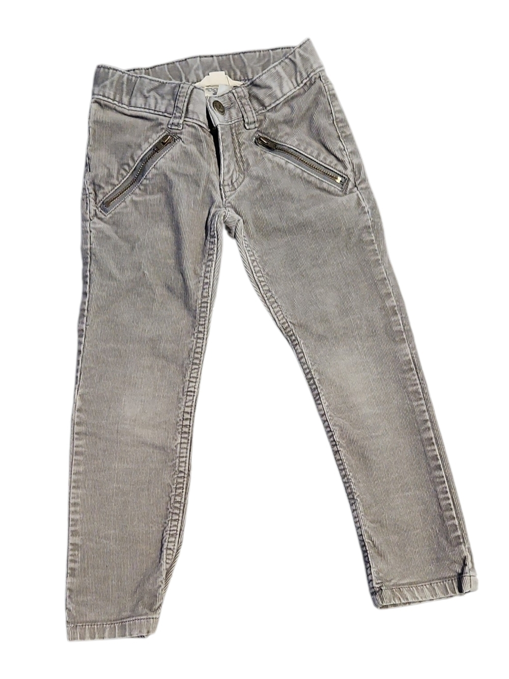 Lands' End Kids Grey Corduroy Zip-Pocket Pants Size 4